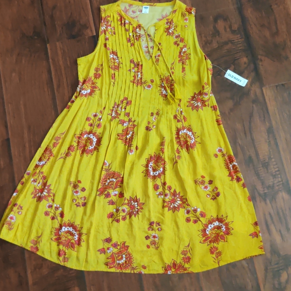 Mustard Yellow Sleeveless Tunic Dress